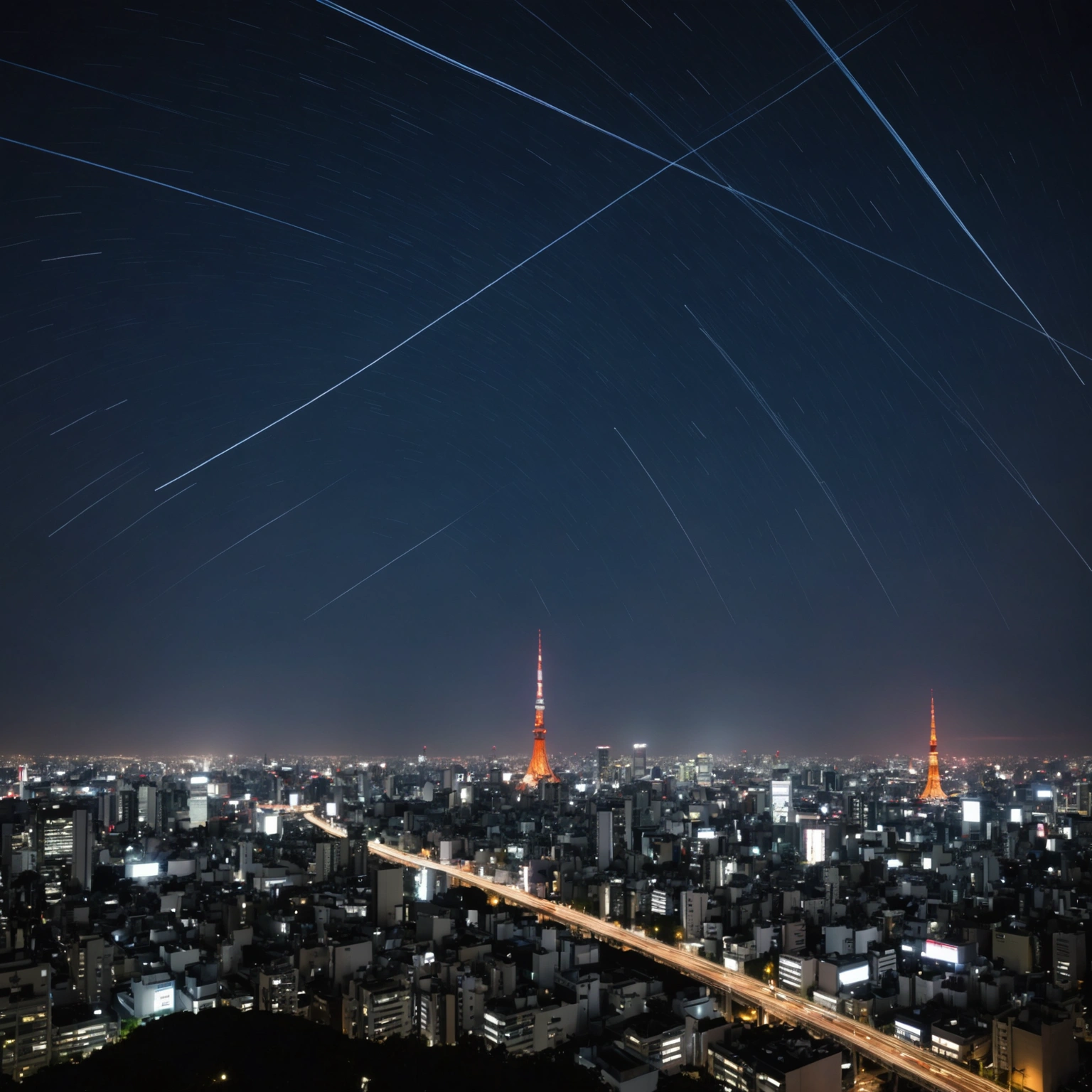 Mysterious Light Streaks Across Tokyo Night Sky