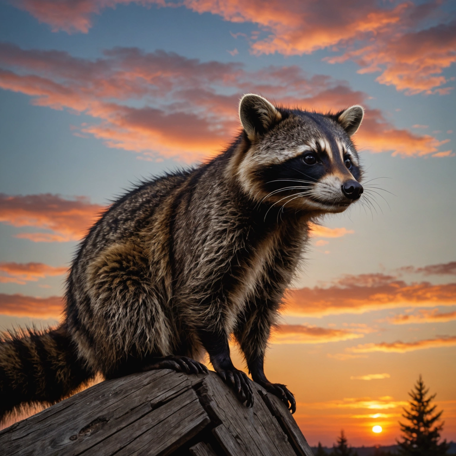The Raccoon in the Sunset Sky